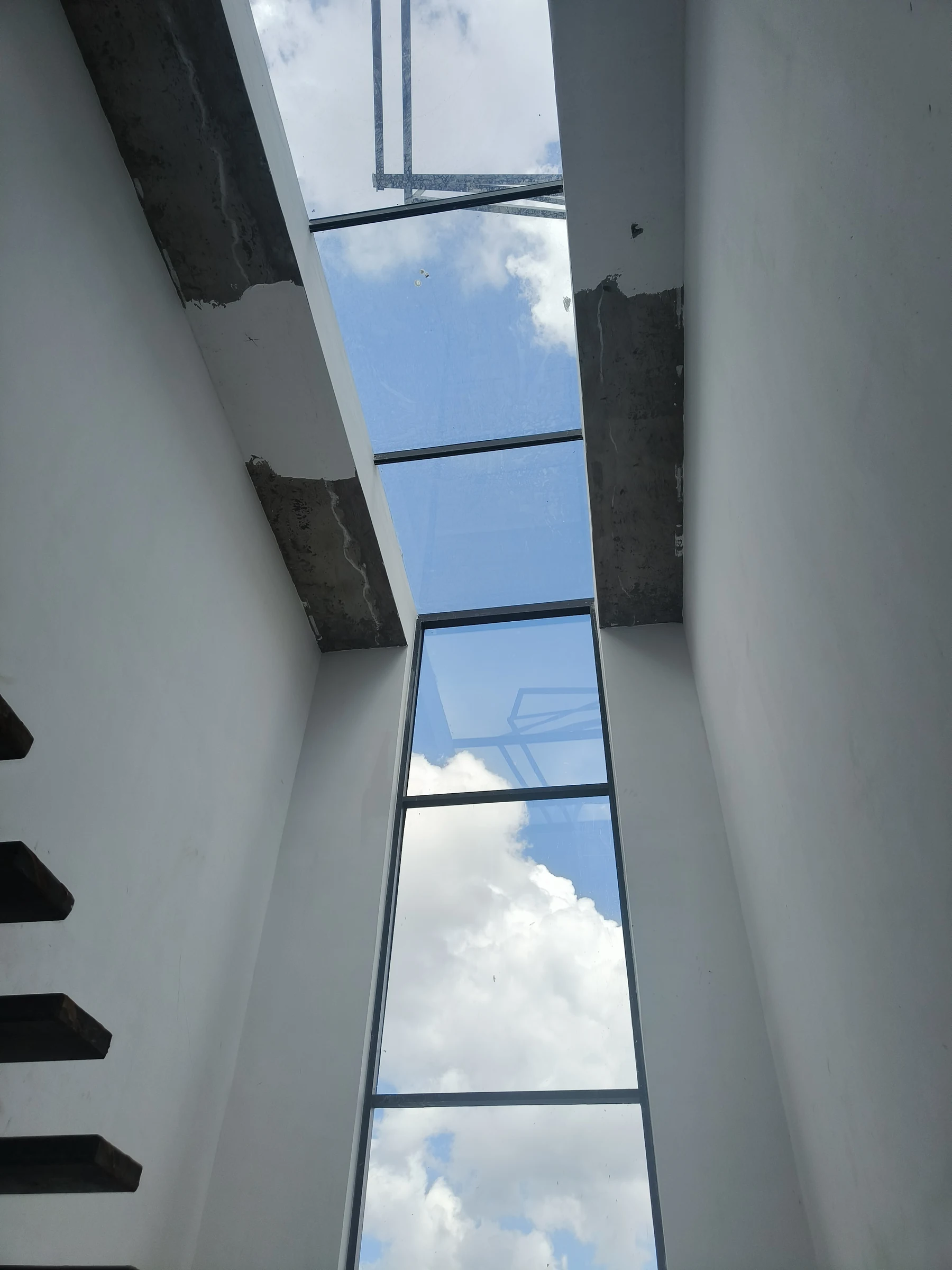 Stairwell glazing and rooflight · During construction