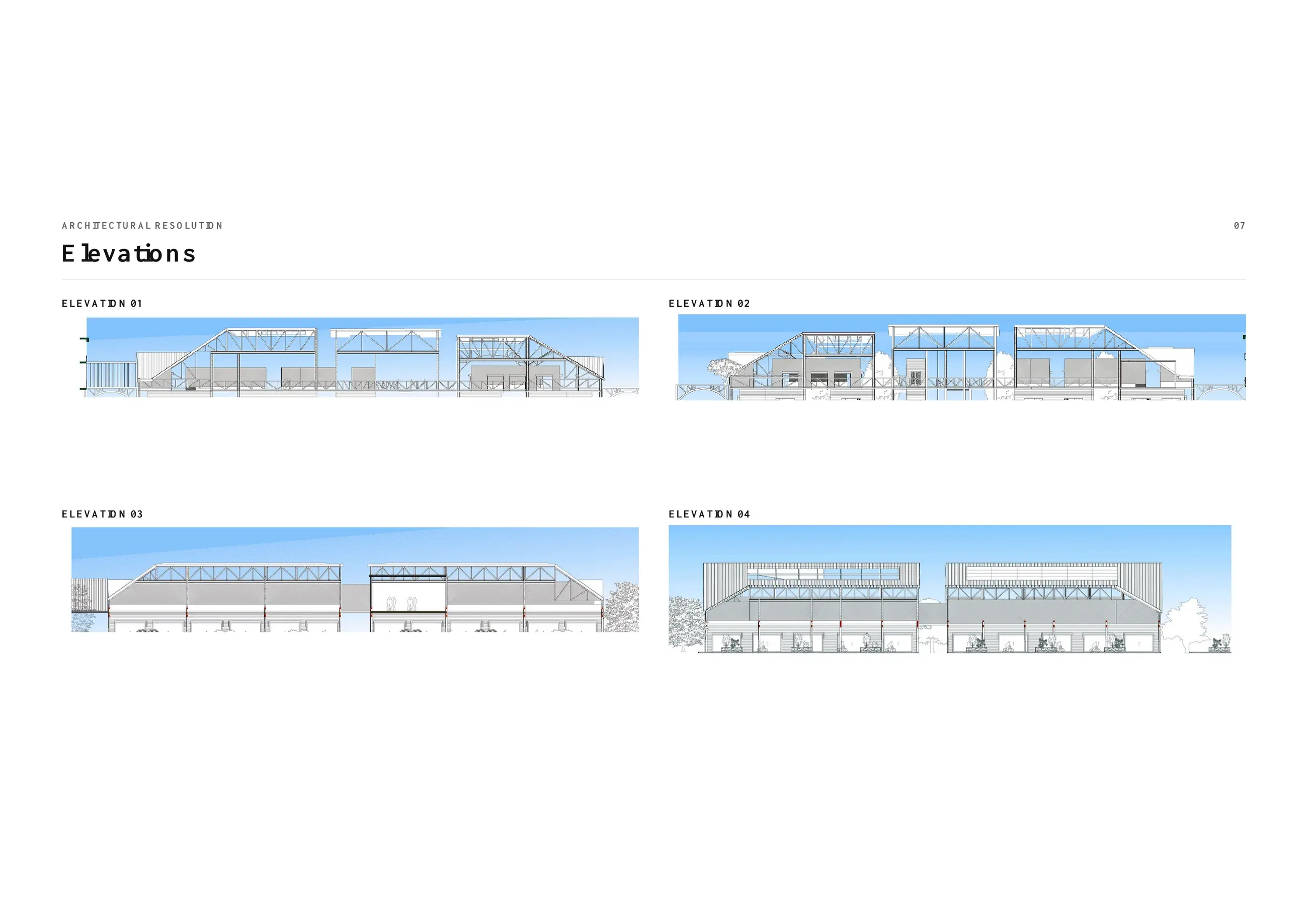 Elevations · The market and workshop envelope