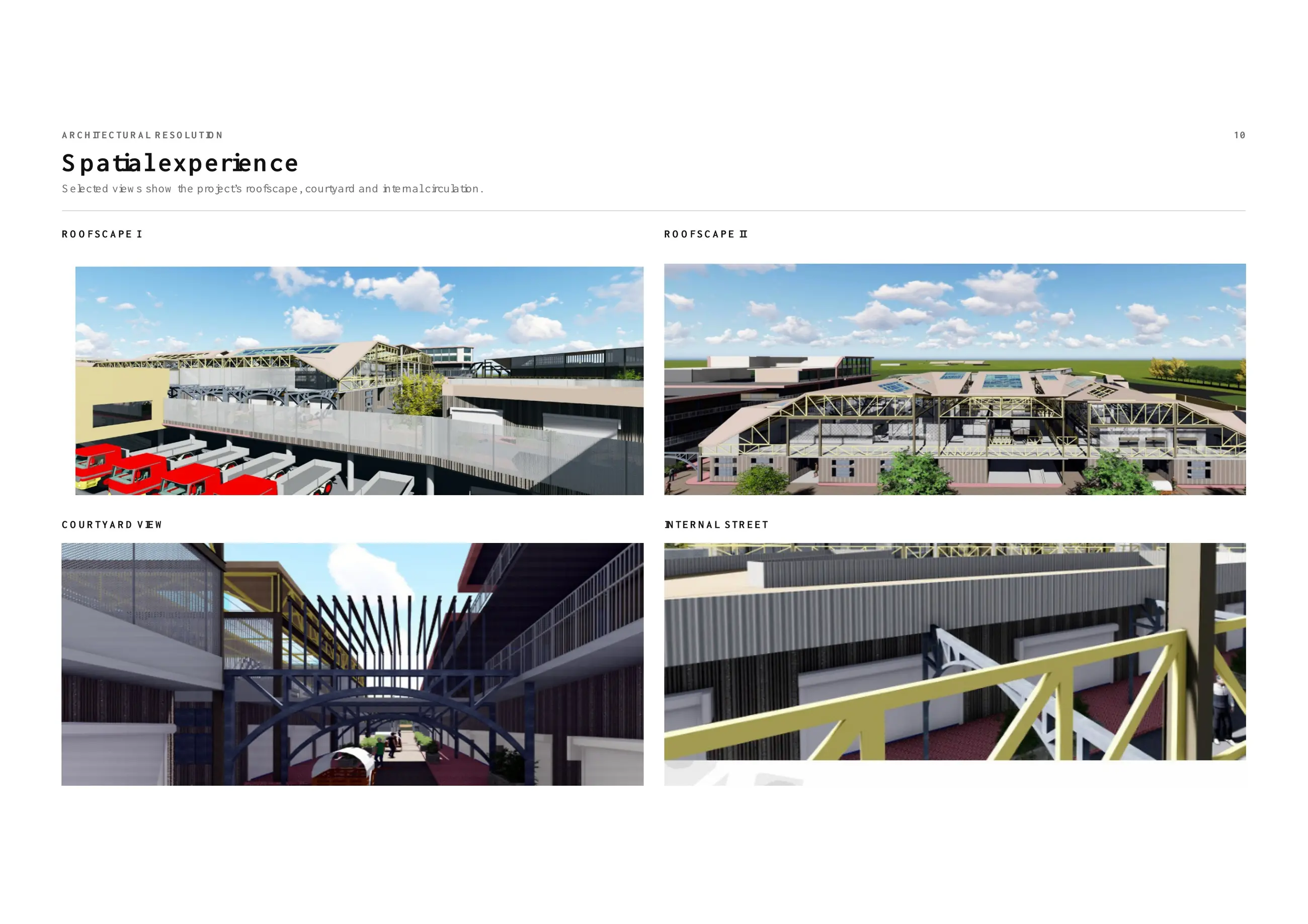Roofscape, courtyard and internal market street